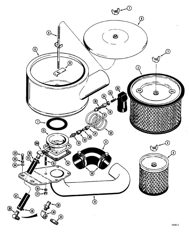 Схема запчастей Case W20 - (092) - AIR CLEANER AND RELATED PARTS TRACTOR S.N. 9109756 AND AFTER (02) - ENGINE