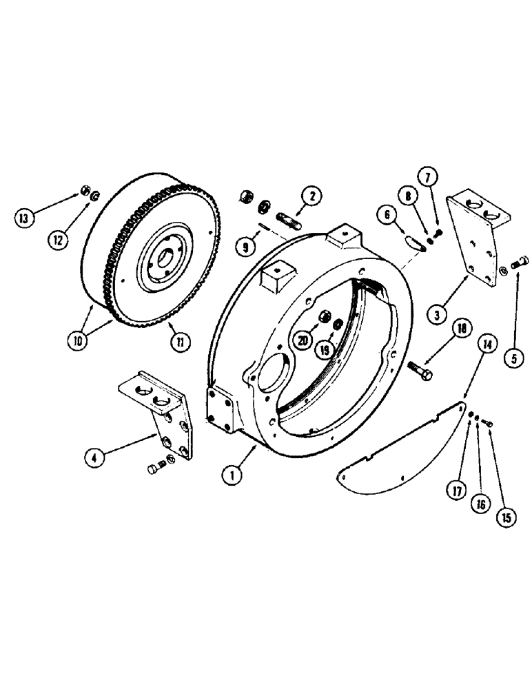 Схема запчастей Case 500 - (017A) - FLYWHEEL AND HOUSING, (188) DIESEL ENGINE (01) - ENGINE