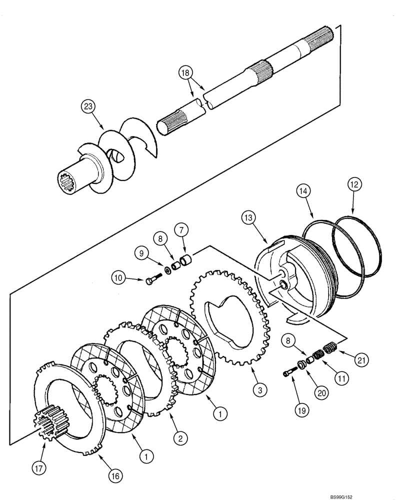 Схема запчастей Case 585G - (07-03) - AXLE, FRONT - DRIVE BRAKE, DIFFERENTIAL (W/OIL TEMP SENDER) (07) - BRAKES