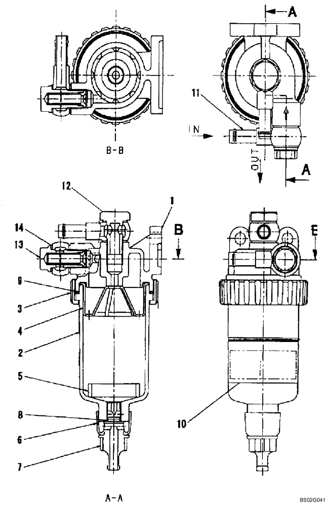 Схема запчастей Case CX210LR - (03-02B) - WATER SEPARATOR ASSY (P.I.N. DAC 0721099 - DAC212384) (03) - FUEL SYSTEM