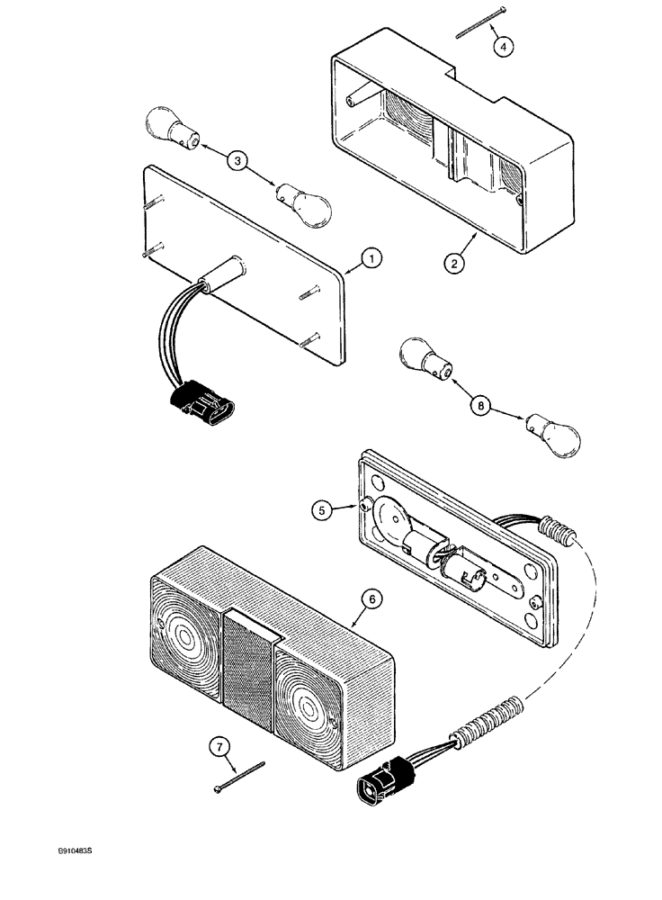 Схема запчастей Case 921 - (4-044) - TURN SIGNAL, FLASHER, STOP AND TAIL LAMPS (04) - ELECTRICAL SYSTEMS