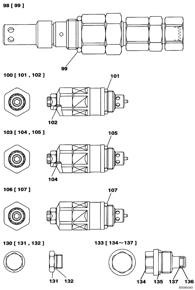 Схема запчастей Case CX240BLR - (08-066) - KBJ12711 VALVE ASSY - CONTROL (08) - HYDRAULICS
