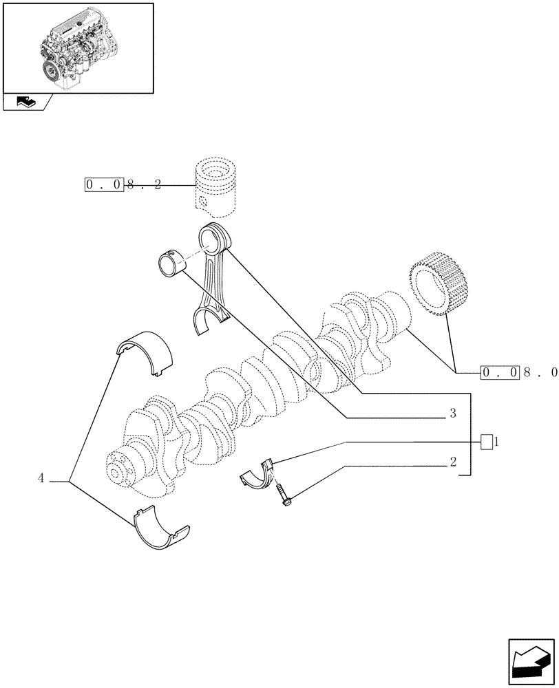 Схема запчастей Case F3AE0684S E908 - (0.08.1) - CONNECTING ROD (504045868) 
