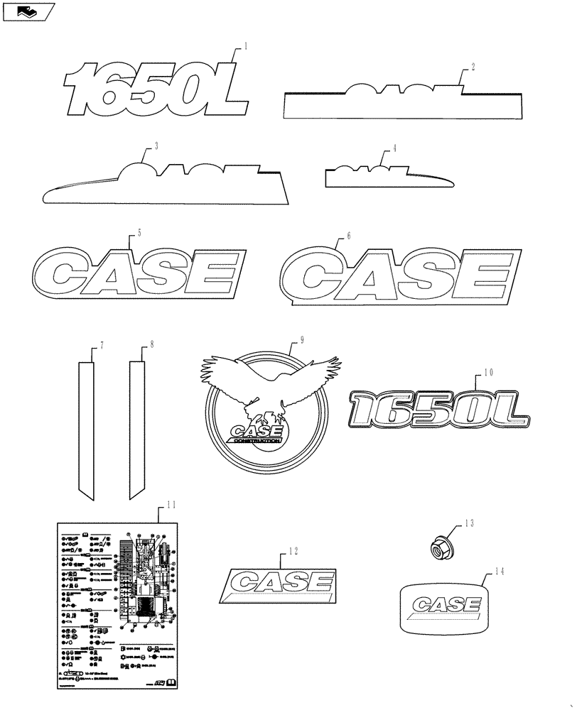 Схема запчастей Case 1650L - (09-47) - DECALS - EUROPEAN (09) - CHASSIS/ATTACHMENTS
