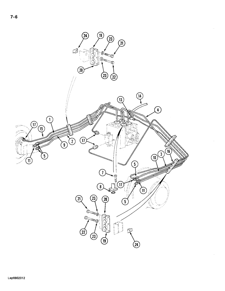 Схема запчастей Case 688 - (7-06) - TRACK DRIVE AND BRAKE HYDRAULIC LINES (07) - BRAKES