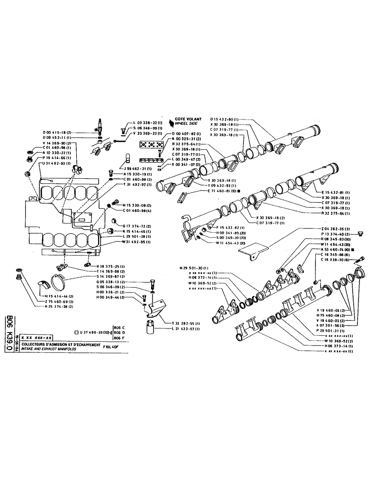 Схема запчастей Case 220 - (B-038) - INTAKE AND EXHAUST MANIFOLDS (01) - ENGINE