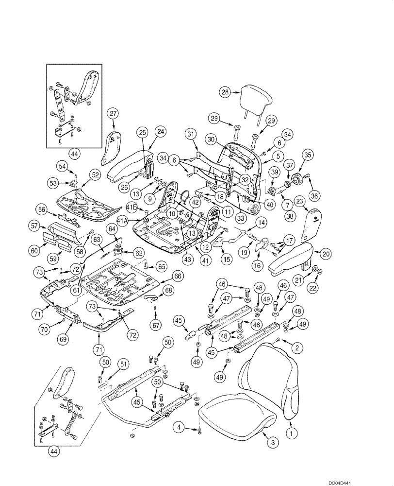 Схема запчастей Case 865 - (09.58[00]) - SEAT ASSY - UPPER SEAT ASSY (OPTIONAL) (09) - CHASSIS
