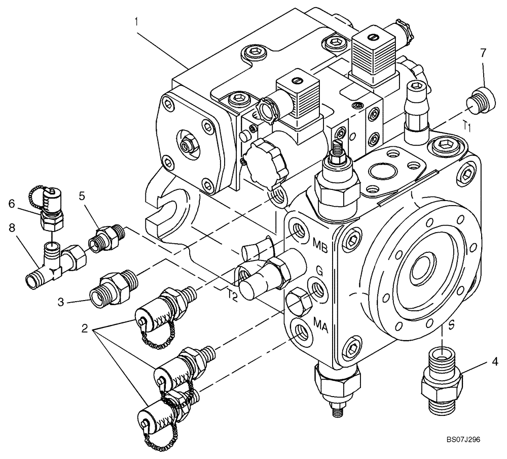 Схема запчастей Case 21D - (22.060[2987246000]) - AXIAL PISTON PUMP INSTALLATION (35) - HYDRAULIC SYSTEMS