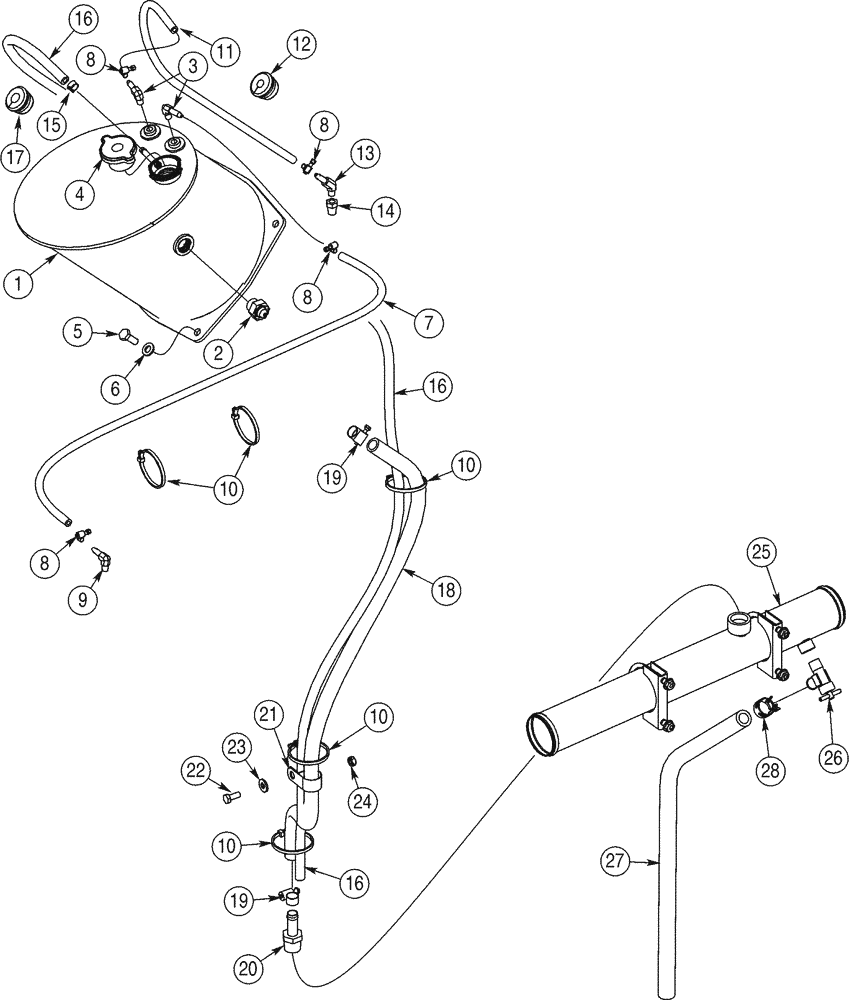 Схема запчастей Case 921C - (02-06) - TANK, SURGE - MOUNTING AND CONNECTIONS (02) - ENGINE