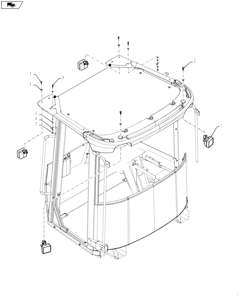Схема запчастей Case 521F - (55.404.07) - CAB WORK LIGHT INSTALLATION (55) - ELECTRICAL SYSTEMS