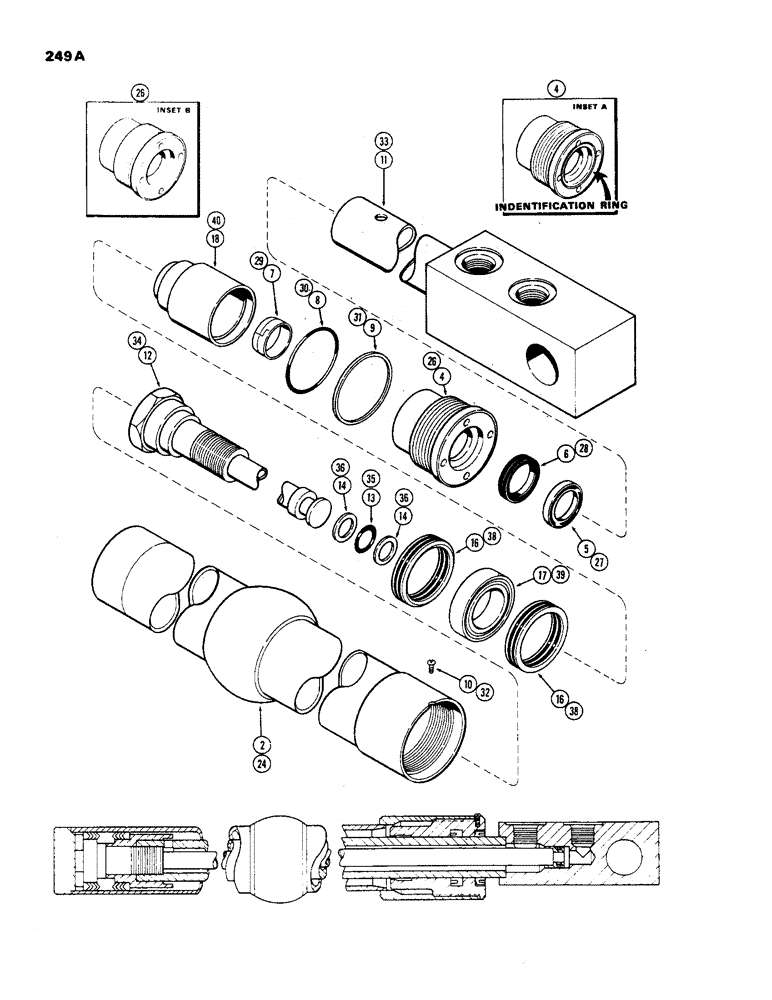 Схема запчастей Case 450 - (249A) - G33764 DOZER ANGLING CYL., 2" DIA. CYL. W/36-1/2" STROKE (07) - HYDRAULIC SYSTEM