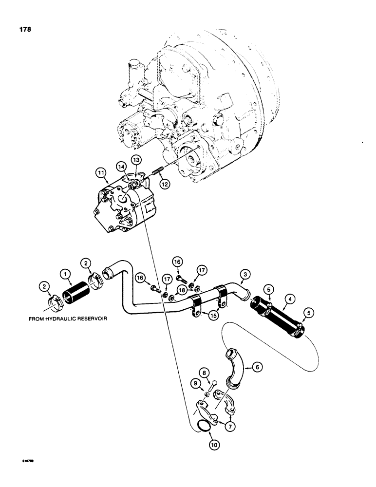 Схема запчастей Case 850C - (178) - EQUIPMENT HYDRAULIC CIRCUIT, RESERVOIR TO PUMP (07) - HYDRAULIC SYSTEM