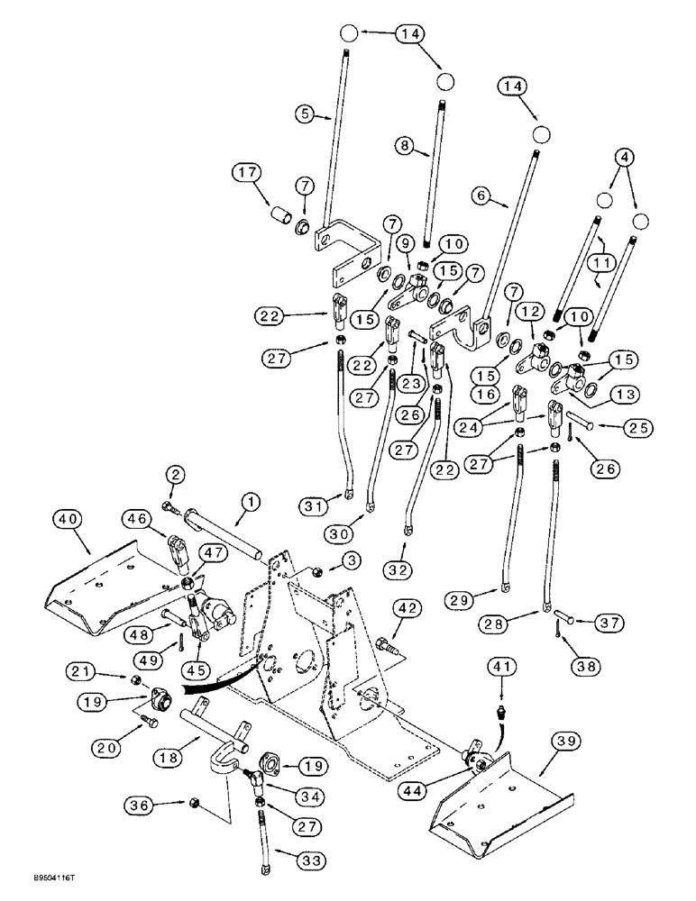 Схема запчастей Case 580L - (9-020) - BACKHOE CONTROLS WITH FOOT SWING, WITH NON-EXTENDABLE DIPPER USED W/180378A1 CONTROL TOWER SUPPORT (09) - CHASSIS/ATTACHMENTS