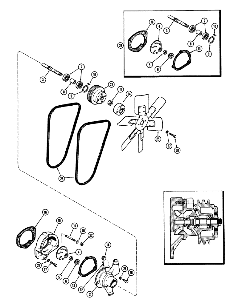 Схема запчастей Case 680CK - (006) - WATER PUMP AND ATTACHING PARTS (10) - ENGINE