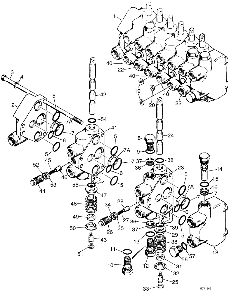 Схема запчастей Case 1845C - (08-37) - VALVE, CONTROL - BACKHOE (NORTH AMERICA), D100XR (08) - HYDRAULICS