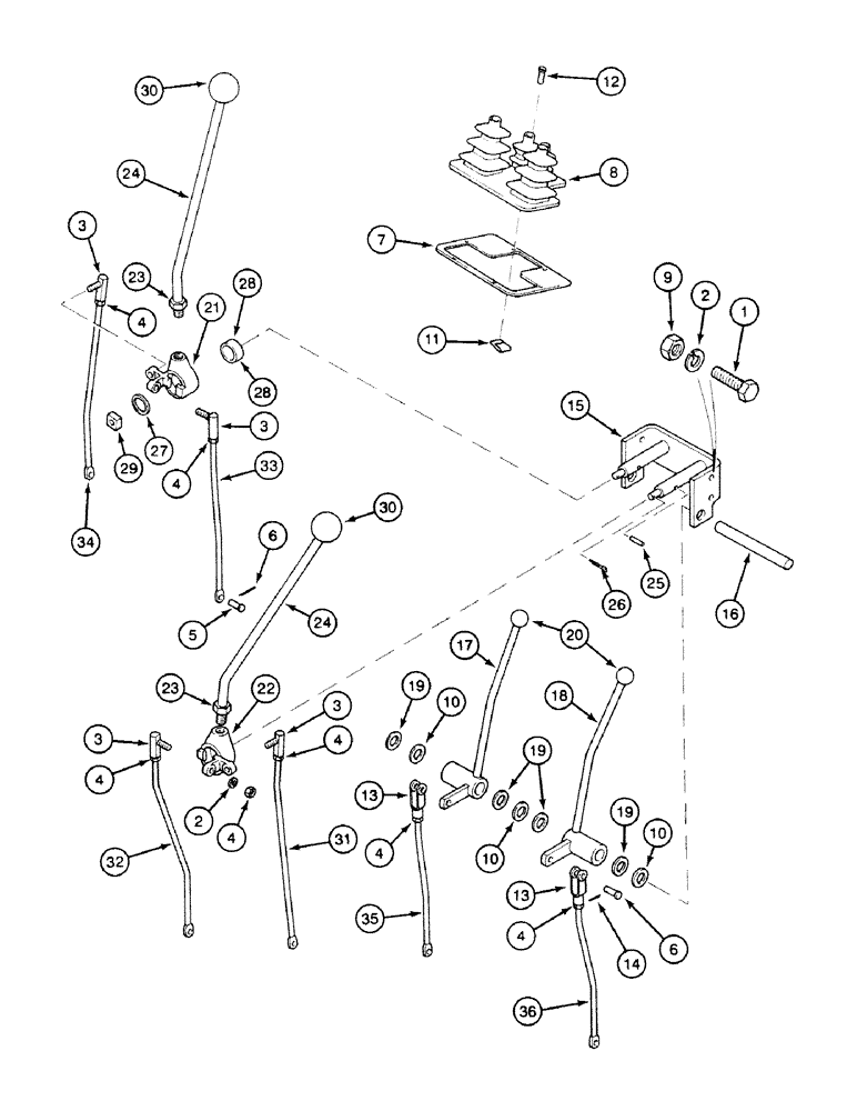 Схема запчастей Case 580SK - (9-030) - BACKHOE CONTROLS, NOT FOR PRESTIGE, WITHOUT EXTENDABLE DIPPER (09) - CHASSIS/ATTACHMENTS