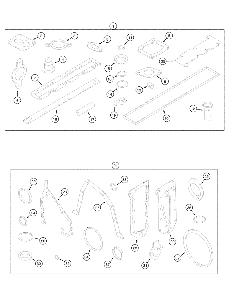 Схема запчастей Case 885 - (02-50[01]) - GASKET SETS - CYLINDER HEAD AND BLOCK (02) - ENGINE