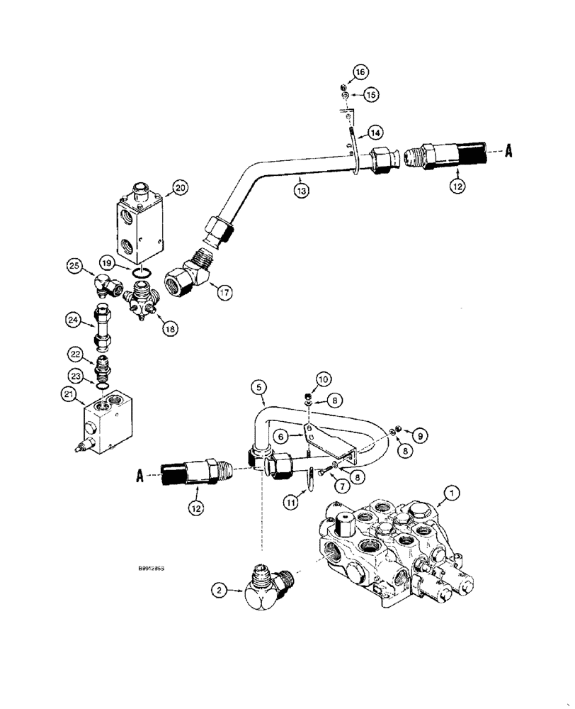 Схема запчастей Case 821B - (8-06) - HYDRAULIC CIRCUIT, LOADER CONTROL AND UNLOADING VALVES, TO COOLER BYPASS VALVE (08) - HYDRAULICS