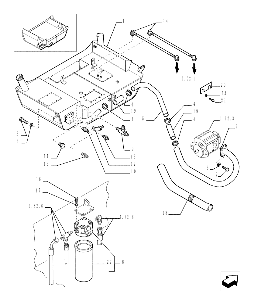Схема запчастей Case TX1055 - (1.82.0[01]) - FUEL AND OIL TANK (10) - ENGINE