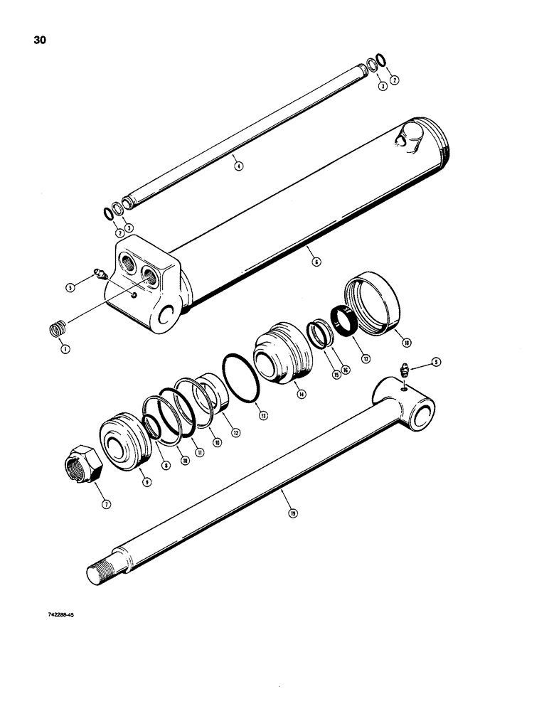 Схема запчастей Case D130 - (9-30) - H607713 BOOM AND DIPPER ARM CYLINDER, LANTEX NO. 2904-BL (GLAND RETAINED BY THREADED CAP) 