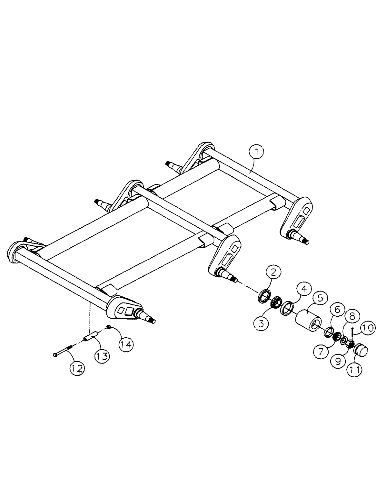 Схема запчастей Case 1500TX - (9-014) - AXLE ASSEMBLY 