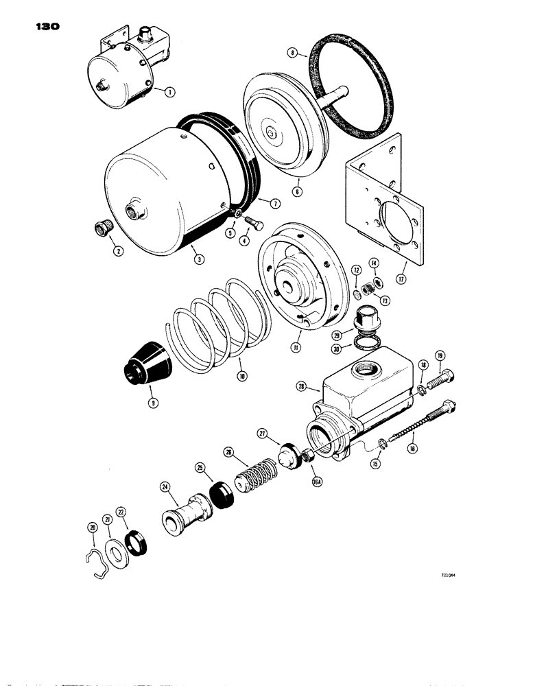 Схема запчастей Case W14 - (130) - BRAKE SYSTEM (L50885 BRAKE MASTER CYLINDERS) (07) - BRAKES