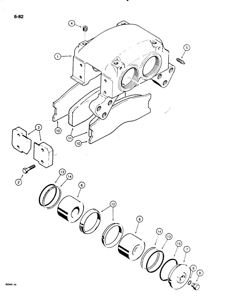 Схема запчастей Case W18B - (6-82) - BRAKE CALIPER (06) - POWER TRAIN