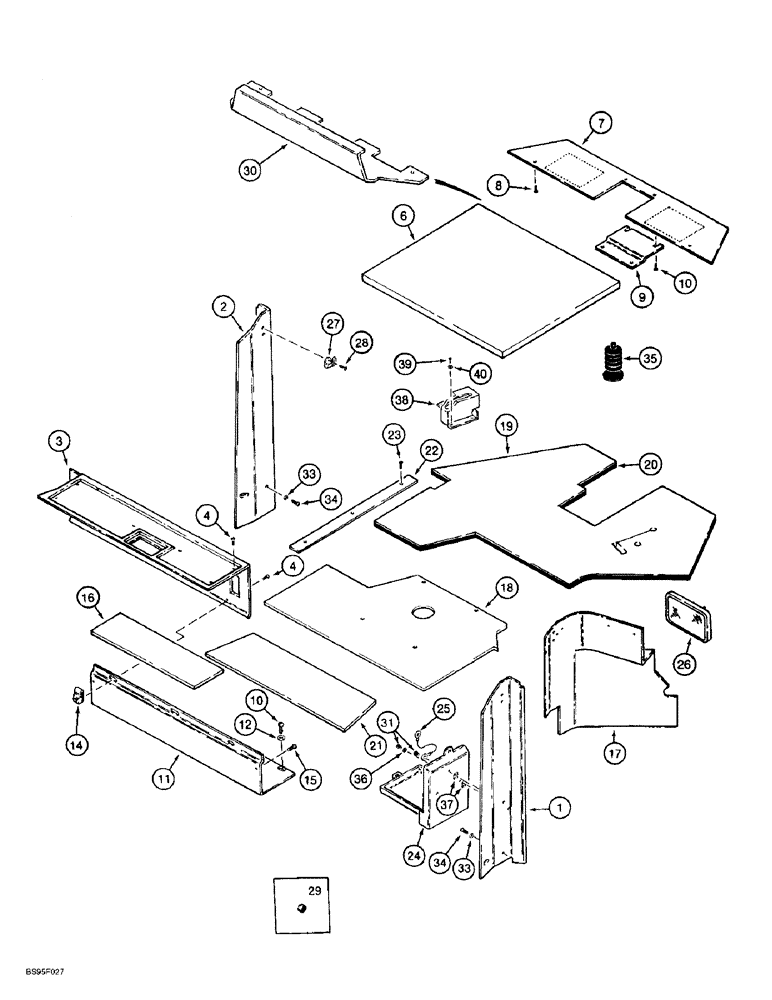 Схема запчастей Case 621B - (9-058) - CAB INTERIOR, TAN (09) - CHASSIS/ATTACHMENTS