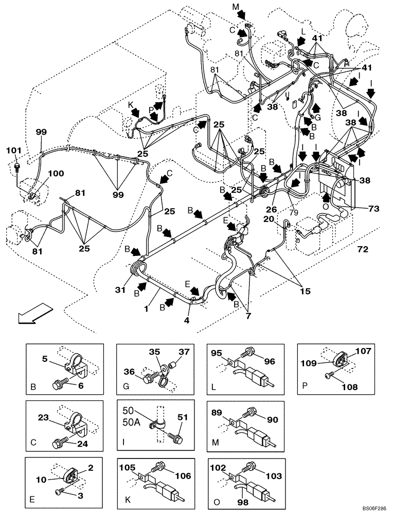 Схема запчастей Case CX460 - (04-05) - HARNESS, MAIN - CLAMPS AND RETAINERS (04) - ELECTRICAL SYSTEMS
