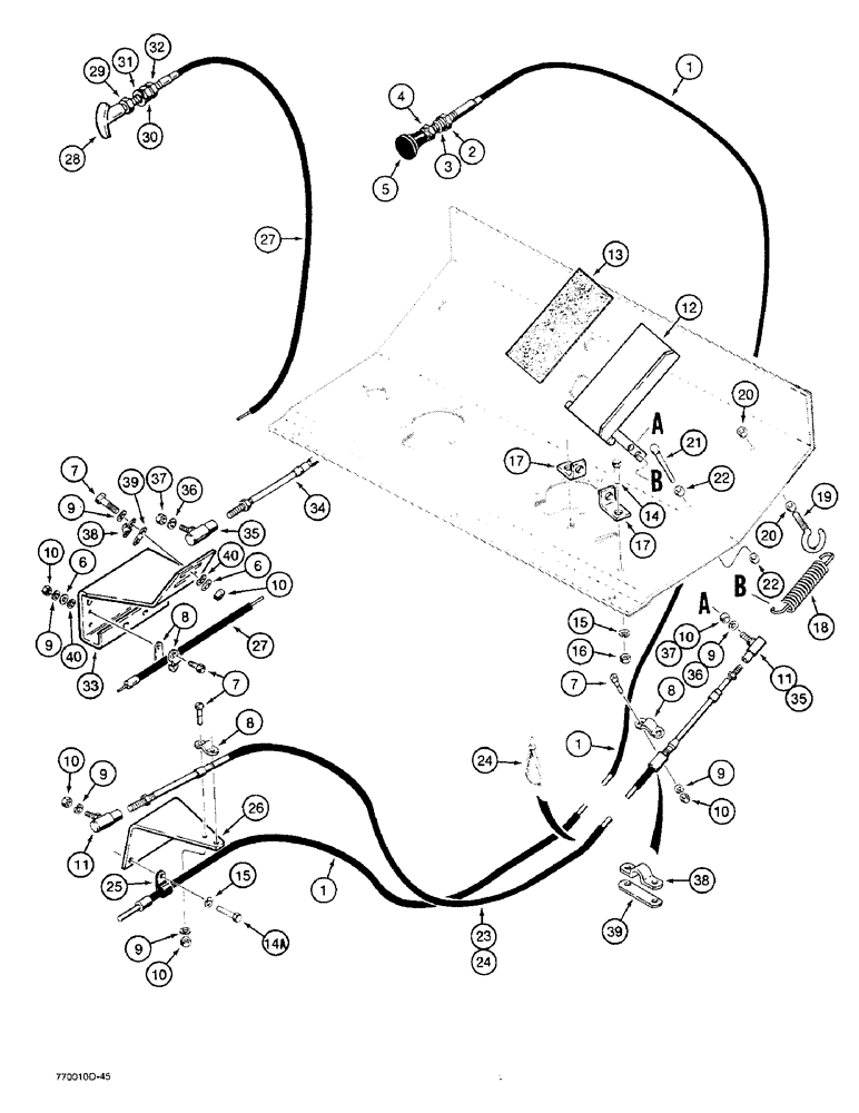 Схема запчастей Case W36 - (3-54) - THROTTLE AND LINKAGE, PRIOR TO P.I.N. 9161226 (03) - FUEL SYSTEM