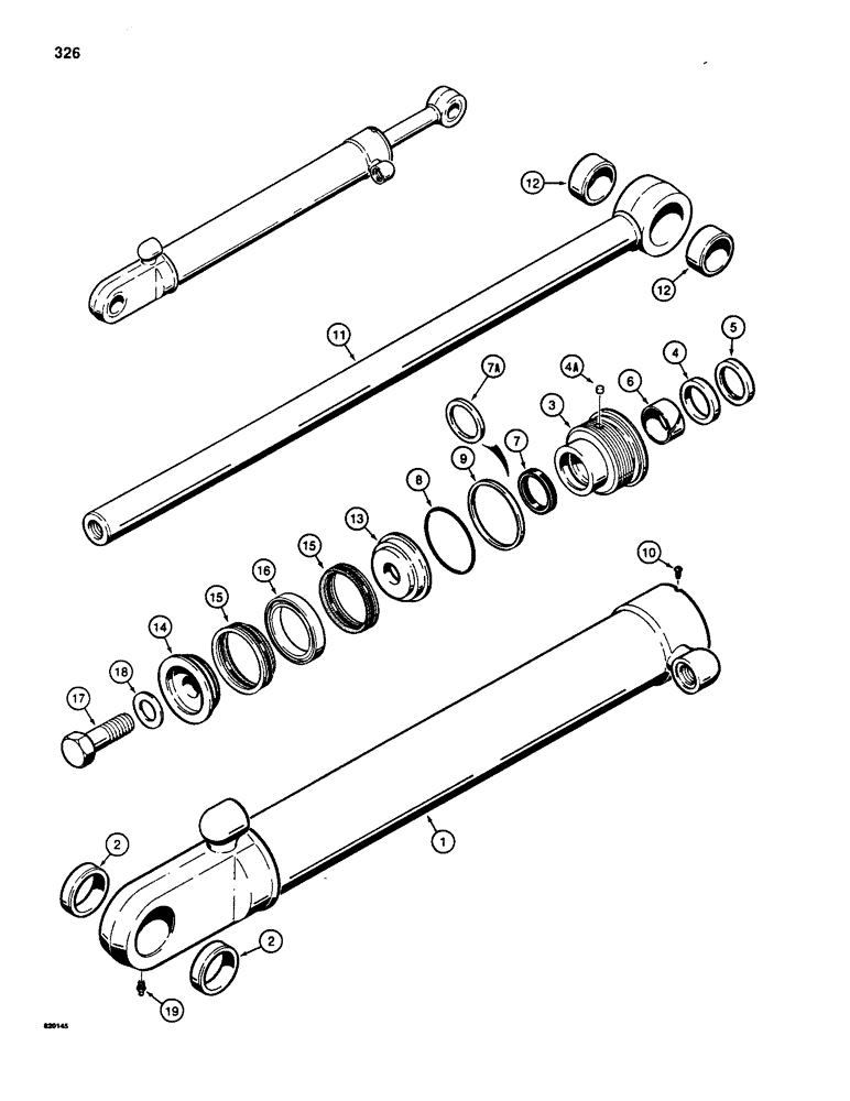 Схема запчастей Case W18 - (326) - G33592 AND G33593 TILT CYLINDERS, TWO PIECE PISTON AND 90 DEGREE PORTS (08) - HYDRAULICS