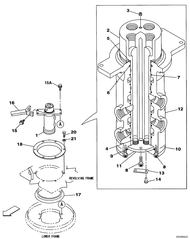 Схема запчастей Case CX135SR - (08-07) - HYDRAULICS - JOINT, SWIVEL CENTER (08) - HYDRAULICS