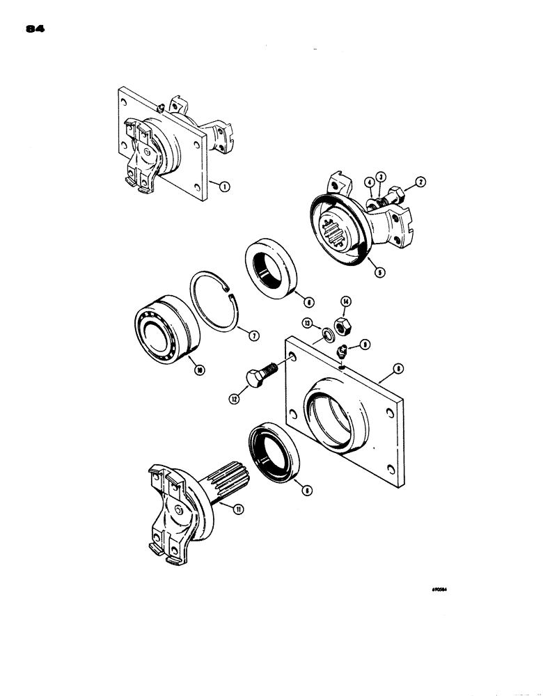 Схема запчастей Case W24 - (084) - FRONT DRIVE SHAFT CENTER BEARING (06) - POWER TRAIN