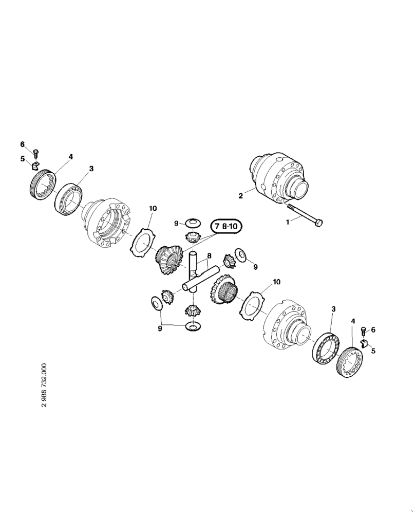 Схема запчастей Case 121E - (02.015[2988903000]) - REAR AXLE INSTALLATIONL SELF-LOCKING 20 KM/H (27) - REAR AXLE SYSTEM