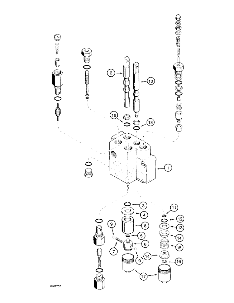 Схема запчастей Case TF300 - (6-22) - PARKER CONTROL VALVE - GROUND DRIVE AND BOOM LIFT, SN (06) - POWER TRAIN