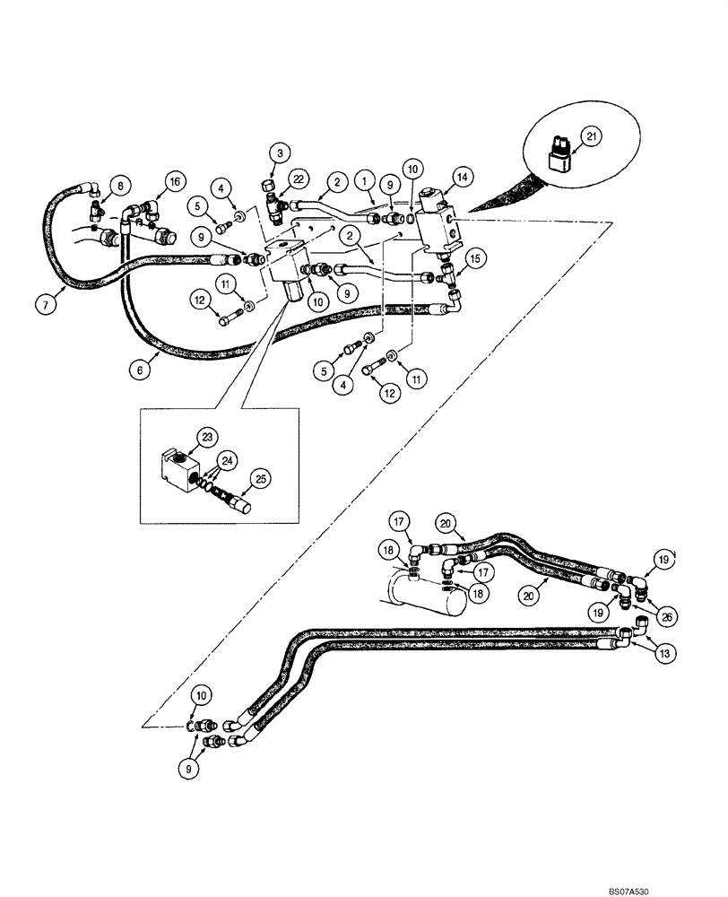 Схема запчастей Case 865 VHP - (08.10[00]) - BLADE HYDRAULIC CIRCUIT - LOCK (3 HOLES) (08) - HYDRAULICS