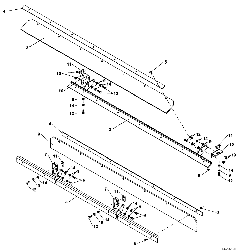 Схема запчастей Case DV210 - (44.100.01[01]) - SMOOTH DRUM SCRAPER (GROUP 55-ND125942) (39) - FRAMES AND BALLASTING