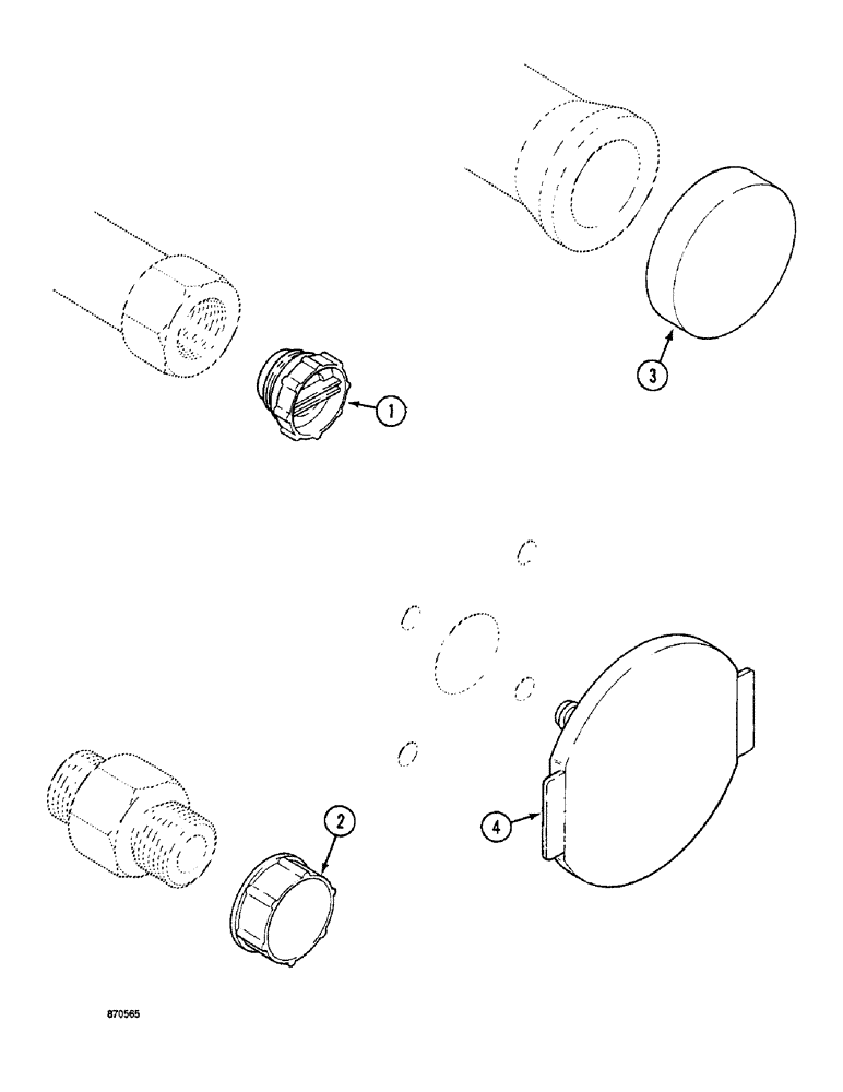 Схема запчастей Case 1088 - (9H-10) - HYDRAULIC SYSTEM PROTECTIVE PLUGS AND CAPS (09) - CHASSIS/ATTACHMENTS