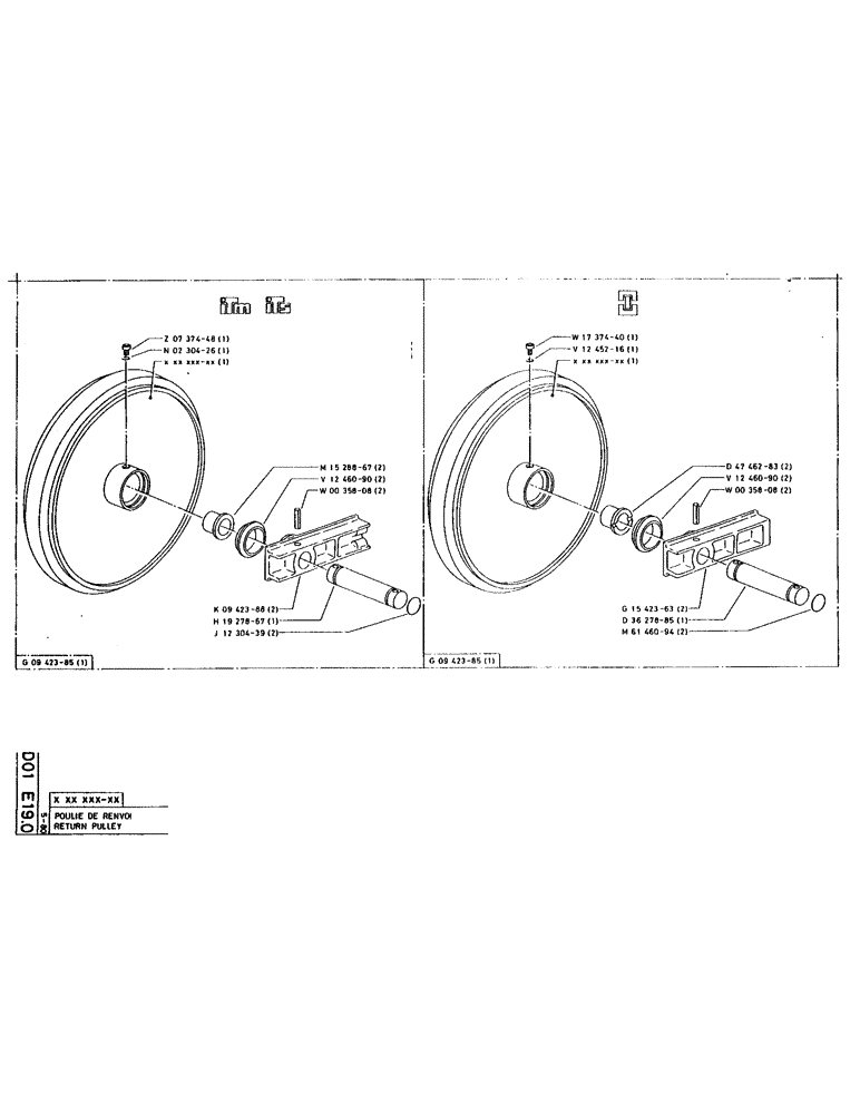 Схема запчастей Case 220 - (B-045) - RETURN PULLEY (04) - UNDERCARRIAGE