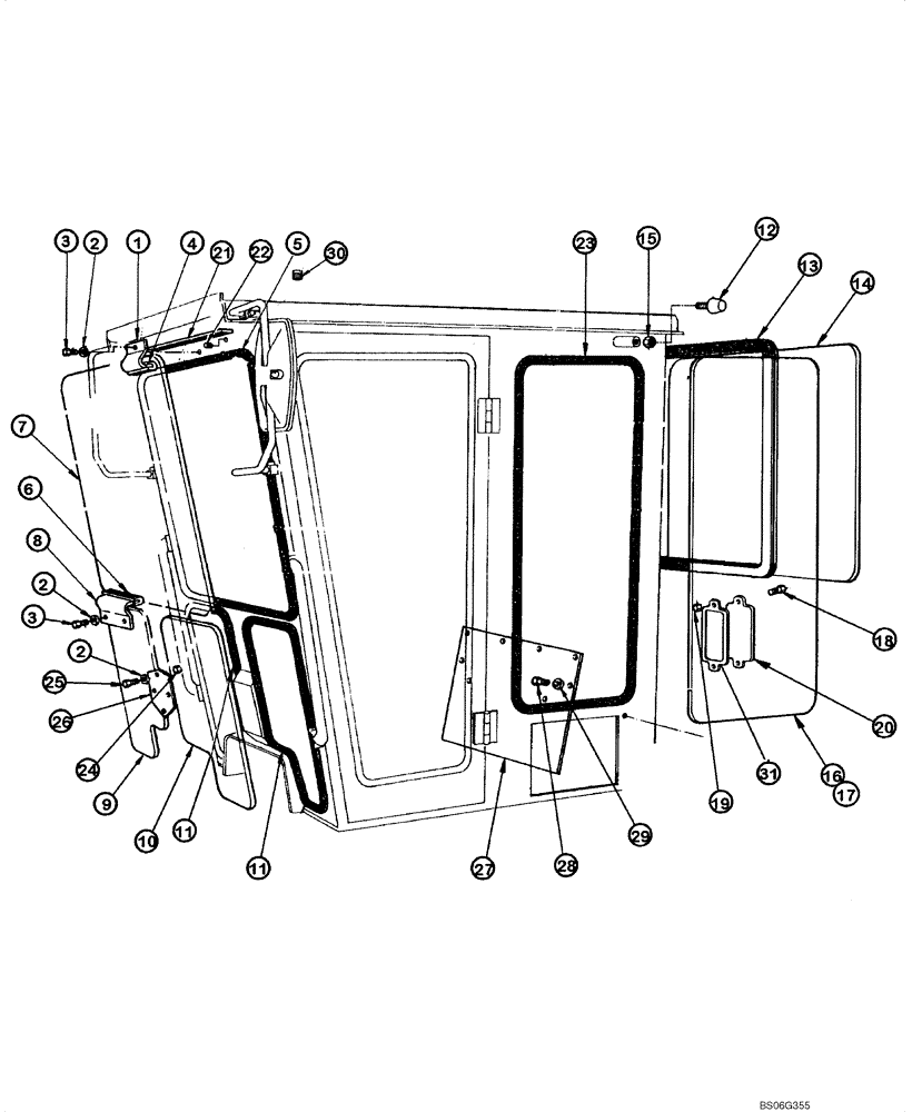Схема запчастей Case 865 - (09.29[00]) - CAB - WINDOWS (CLOSED CAB) (09) - CHASSIS