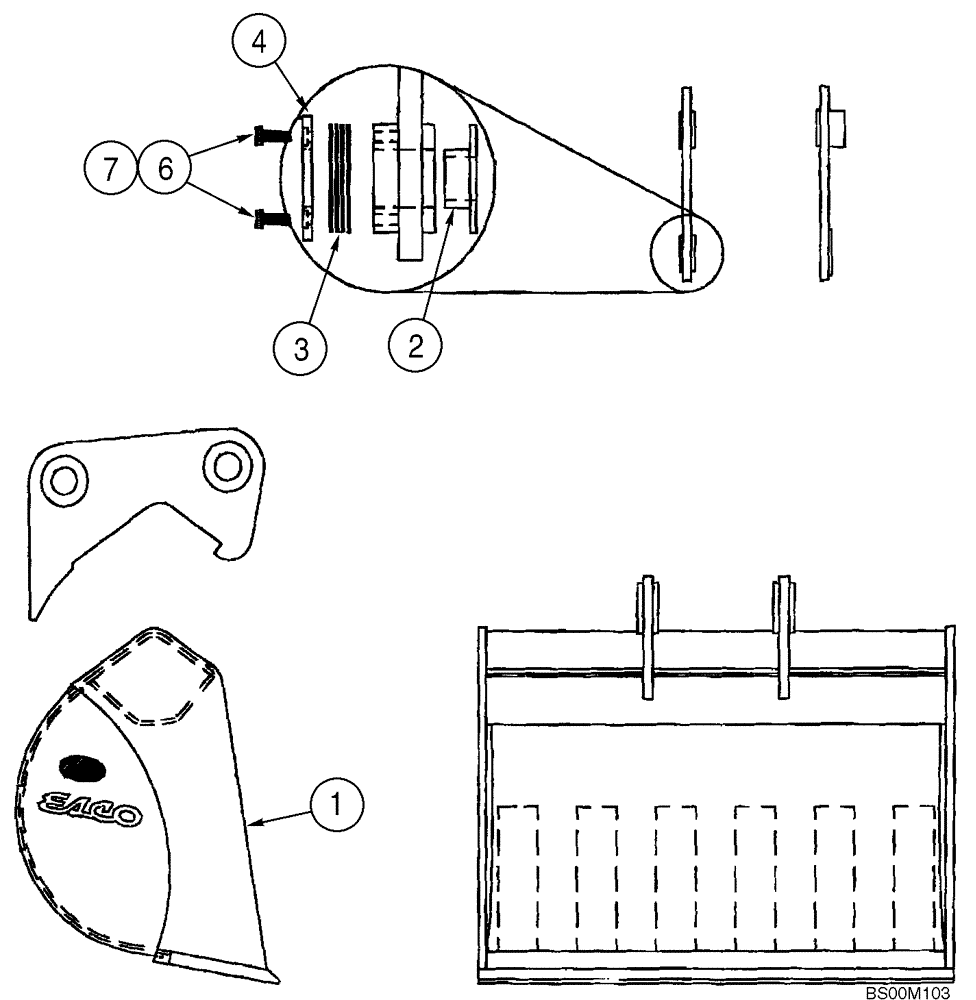 Схема запчастей Case CX330 - (09-504-00[01]) - BUCKETS, ESCO - DITCH CLEANING BUCKETS (09) - CHASSIS