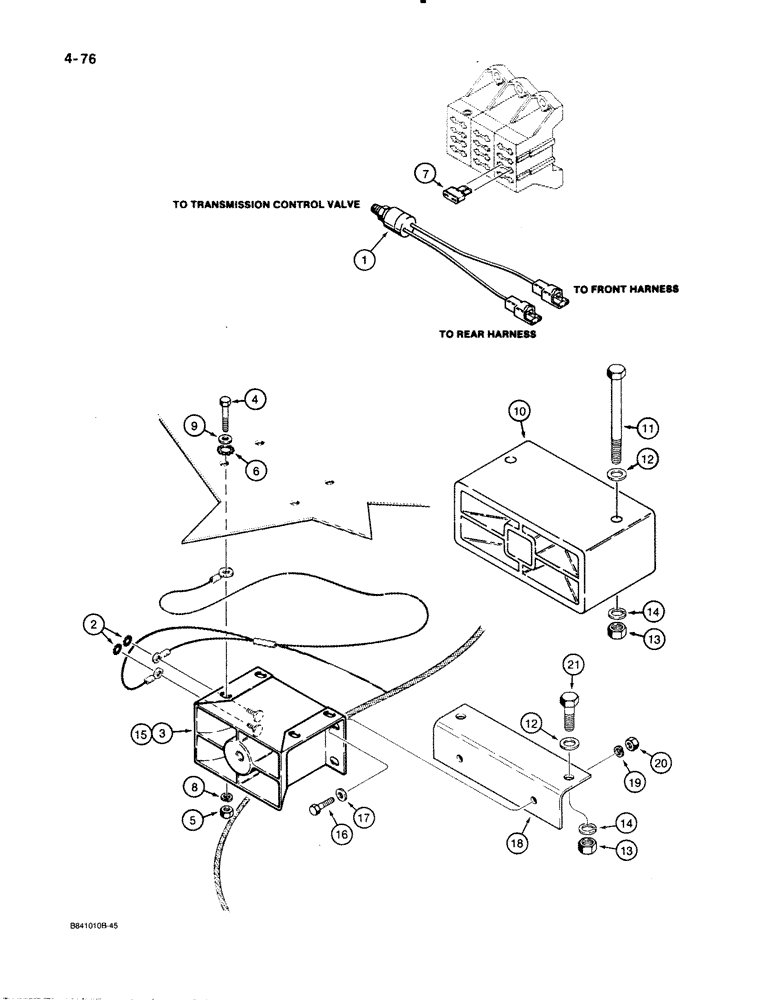 Схема запчастей Case W30 - (4-76) - BACKUP ALARM (04) - ELECTRICAL SYSTEMS