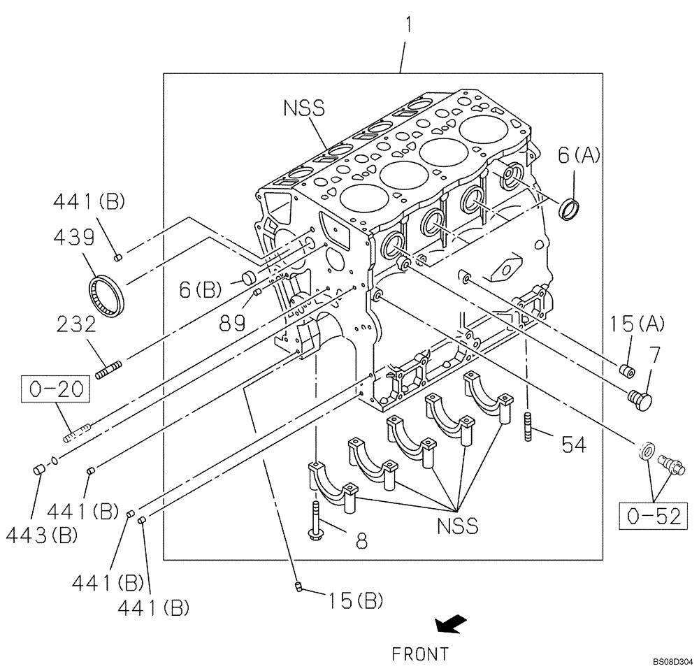 Схема запчастей Case CX80 - (02-08) - CYLINDER BLOCK (02) - ENGINE