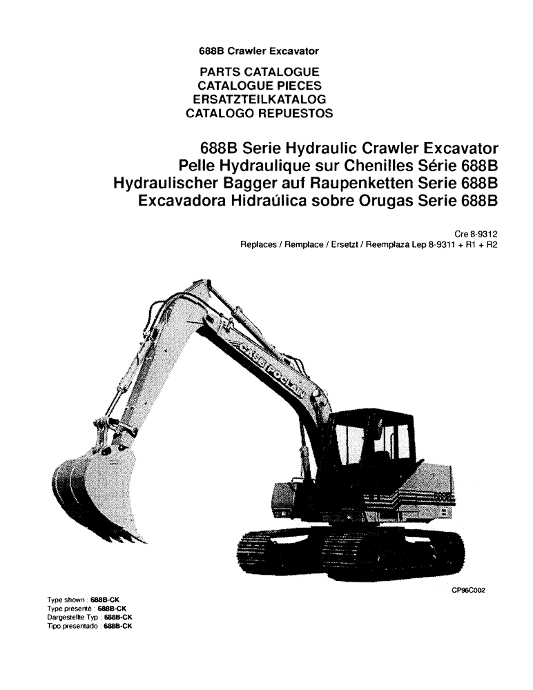 Схема запчастей Case 688BCK - (0-A) - 688B SERIE HYDRAULIC CRAWLER EXCAVATOR (00) - PICTORIAL INDEX