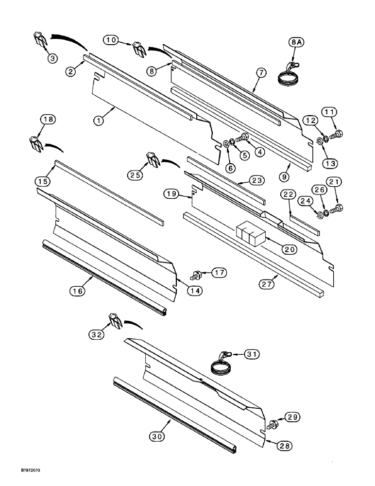 Схема запчастей Case 580L - (9-085A) - BAFFLE PLATES AND SEALS, WITHOUT AIR CONDITIONING (09) - CHASSIS/ATTACHMENTS