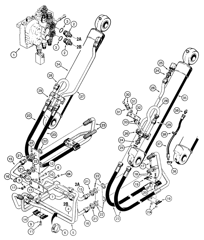 Схема запчастей Case 855E - (8-014) - LOADER LIFT HYDRAULIC CIRCUIT (08) - HYDRAULICS