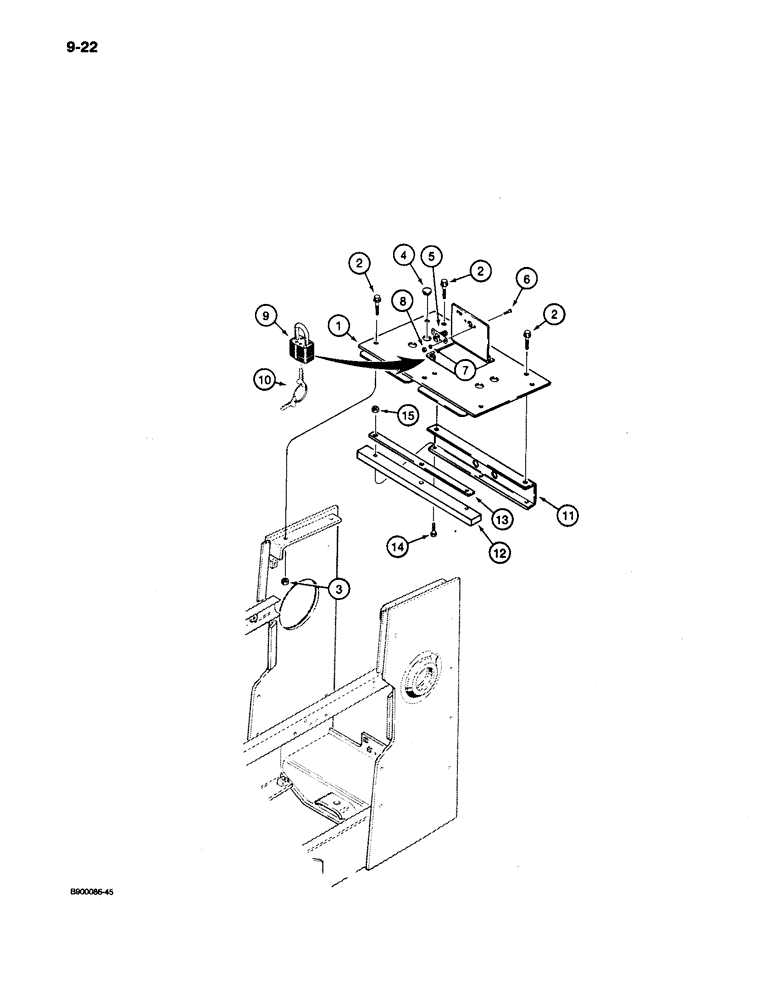 Схема запчастей Case 650 - (9-22) - RADIATOR CAP ACCESS COVER (09) - CHASSIS/ATTACHMENTS