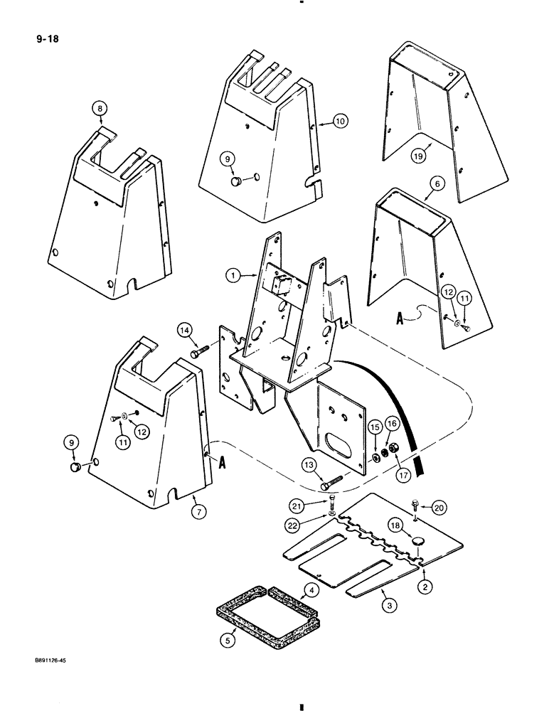 Схема запчастей Case 580K - (9-018) - BACKHOE CONTROL TOWER, USED ON MODELS WITHOUT TILT BACKHOE CONTROLS (09) - CHASSIS/ATTACHMENTS