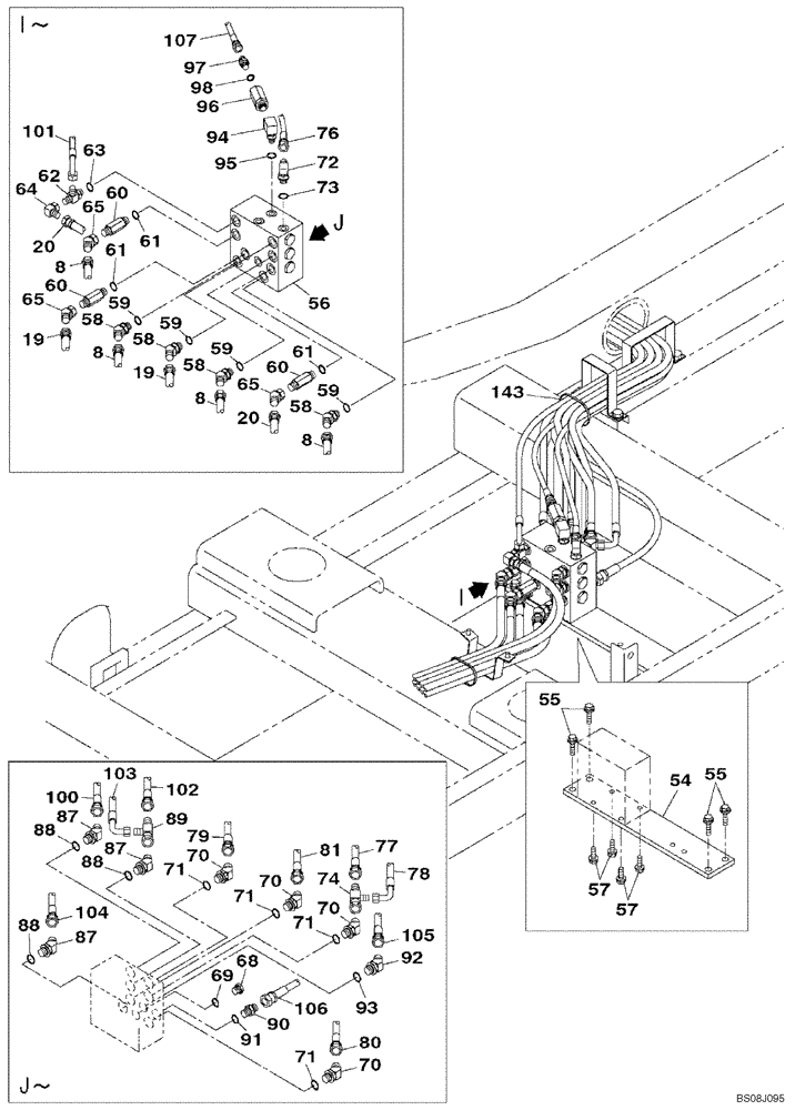 Схема запчастей Case CX800B - (08-24) - HYDRAULIC CIRCUIT - HAND CONTROL PILOT (08) - HYDRAULICS