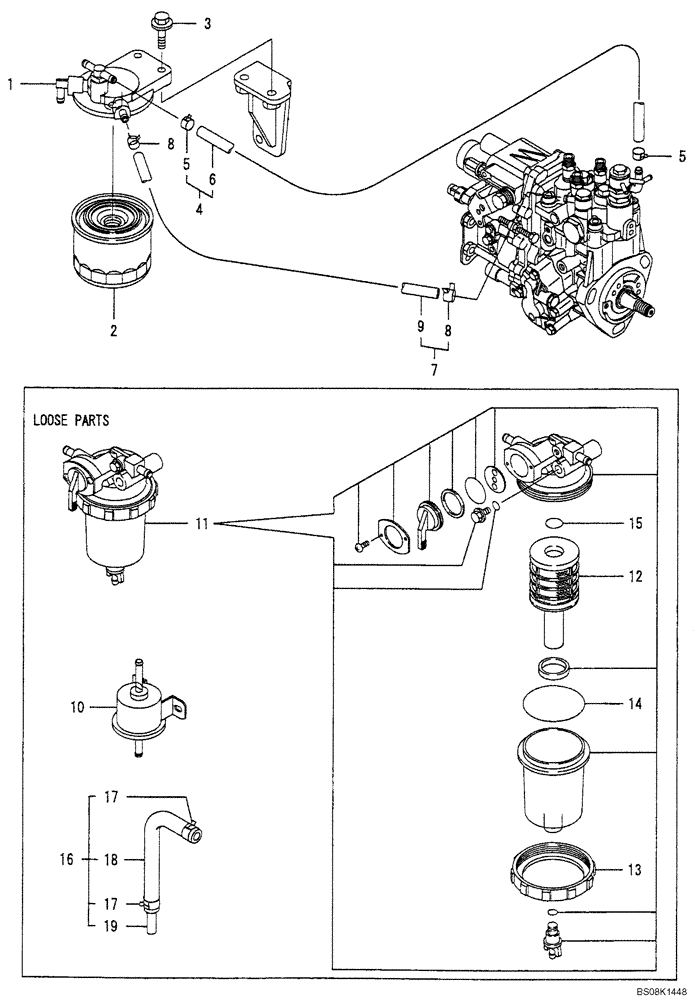 Схема запчастей Case CX27B BTW - (08-013) - FUEL LINE (10) - ENGINE